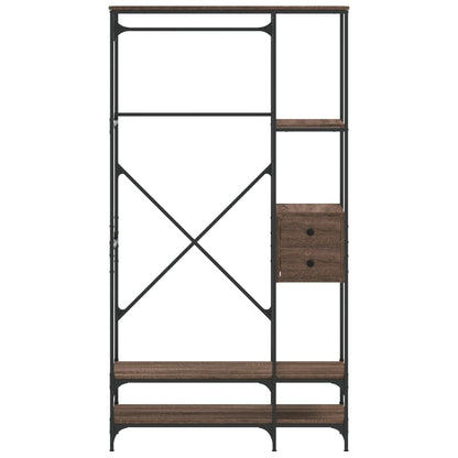 Clothes Rack with Shelves Brown Oak Engineered Wood