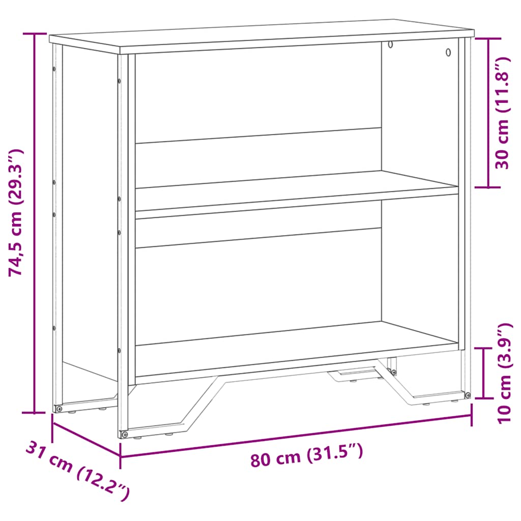 Bookcase Black 80x31x74.5 cm Engineered Wood
