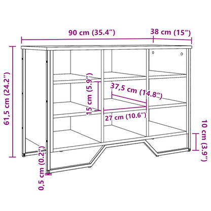 Shoe Cabinet Smoked Oak 90x38x61.5 cm Engineered Wood