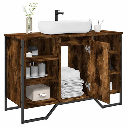 Bathroom Sink Cabinet Smoked Oak 91x35x60 cm Engineered Wood