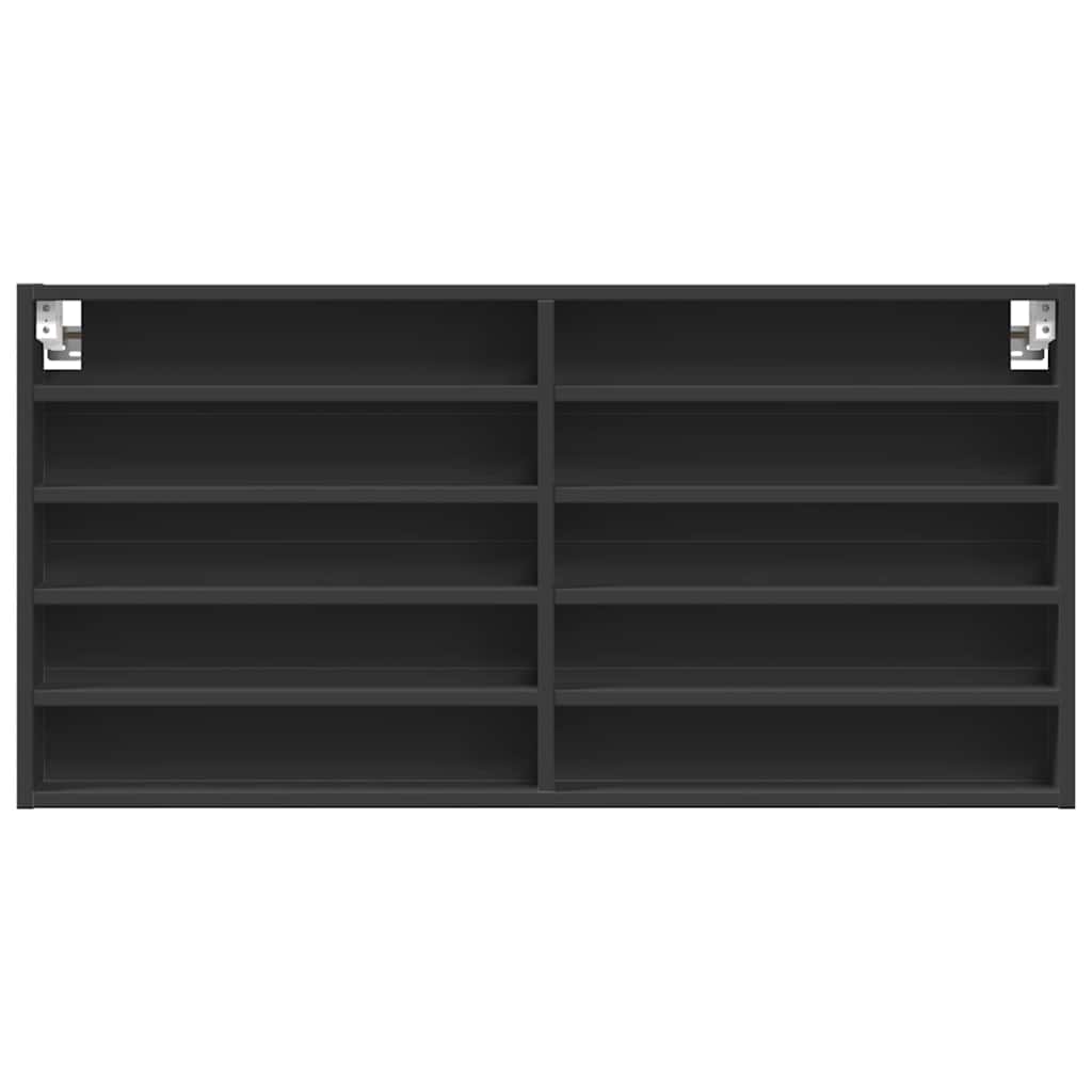 Vitrine Cabinet Black 100x8.5x50 cm Engineered Wood