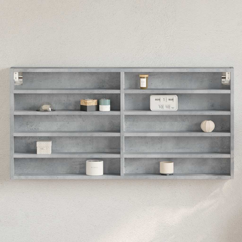 Vitrine Cabinet Concrete Grey 100x8.5x50 cm Engineered Wood