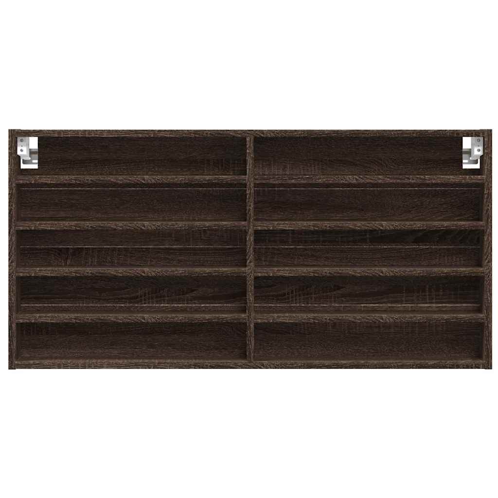 Vitrine Cabinet Brown Oak 100x8.5x50 cm Engineered Wood