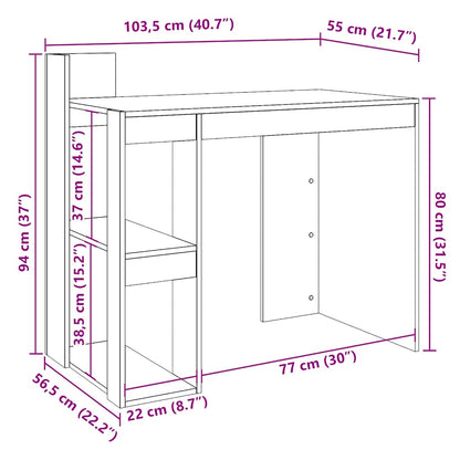 Office Desk Black 103.5x56.5x94 cm Engineered Wood