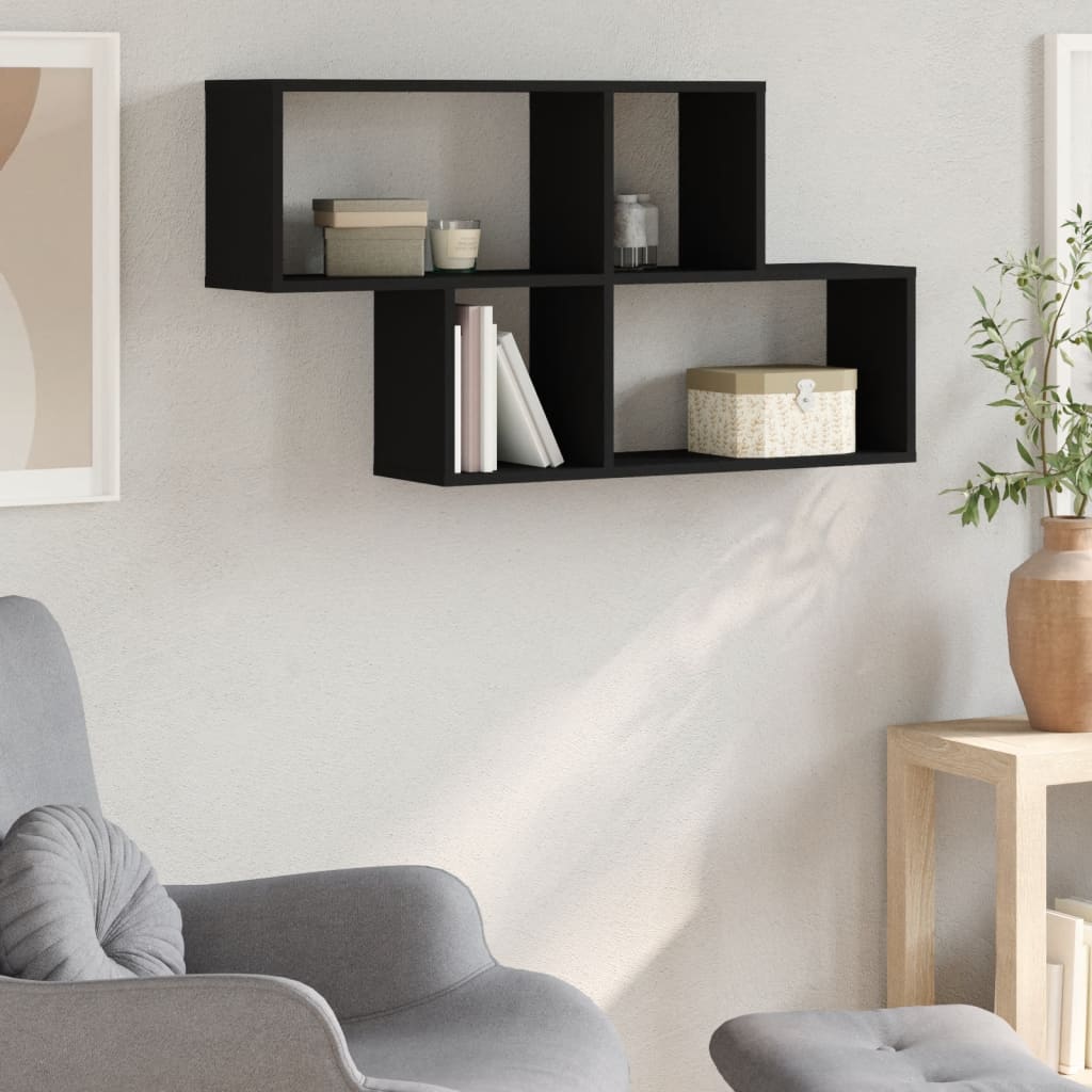 Wall Shelf Black 100x20x53 cm Engineered Wood