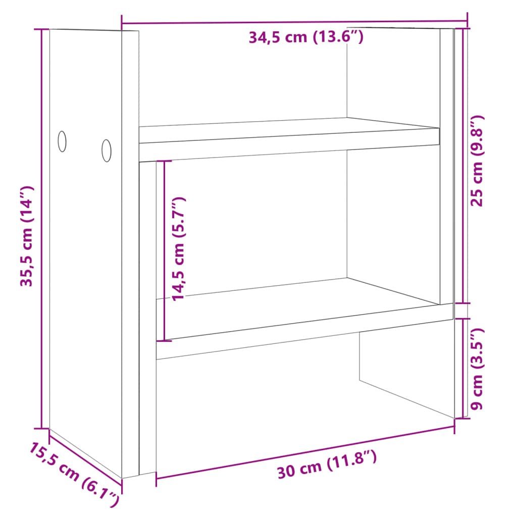 Desk Organiser Sonoma Oak 34.5 x 15.5 x 35.5 cm Engineered Wood