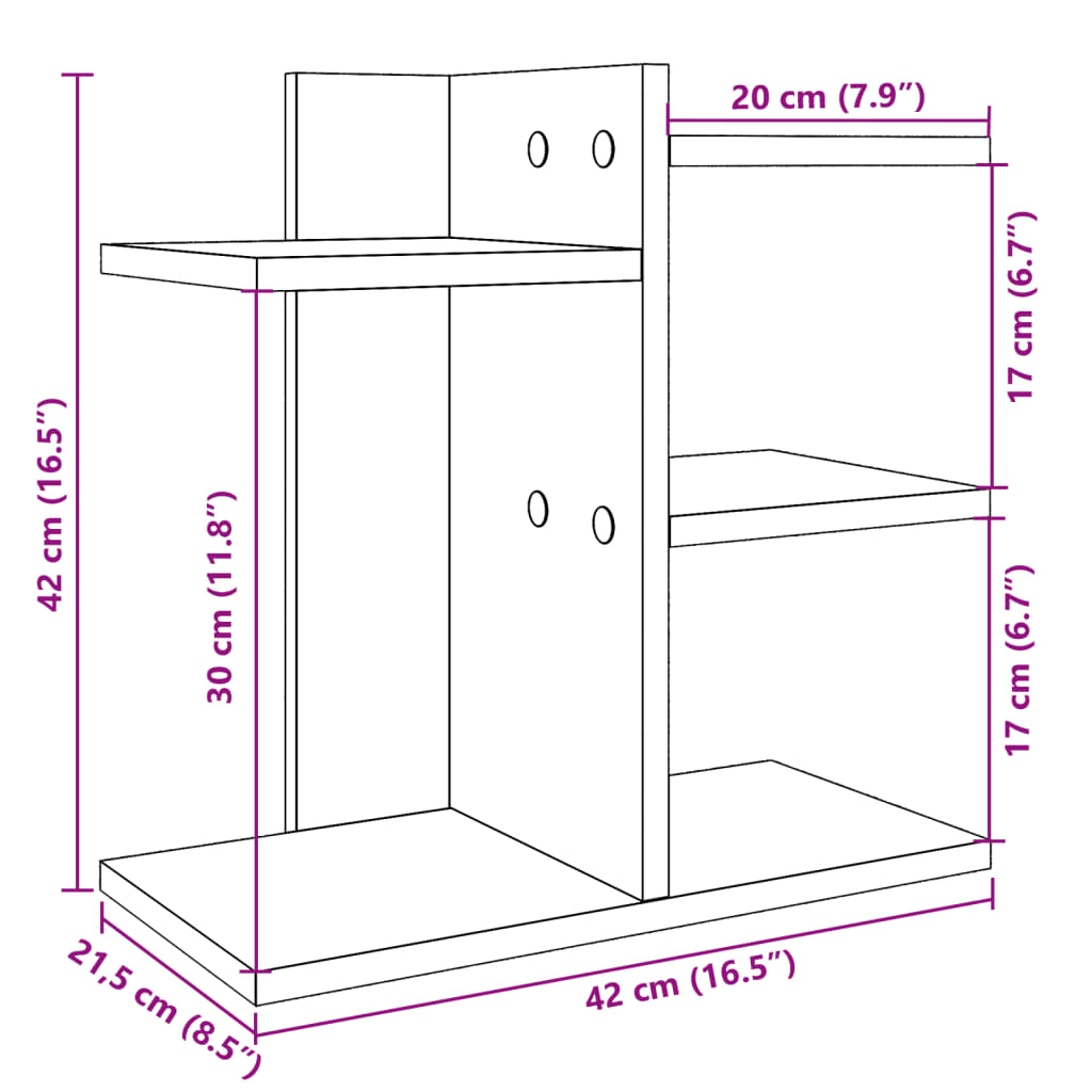 Desk Organiser Concrete Grey 42x21.5x42 cm Engineered wood