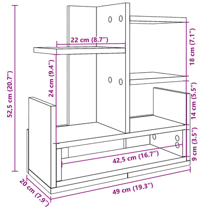 Desk Organiser Grey Sonoma 49x20x52.5 cm Engineered wood