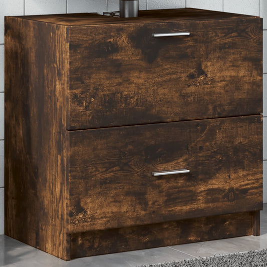 Sink Cabinet | Smoked Oak | Engineered Wood | 59 cm | Storage