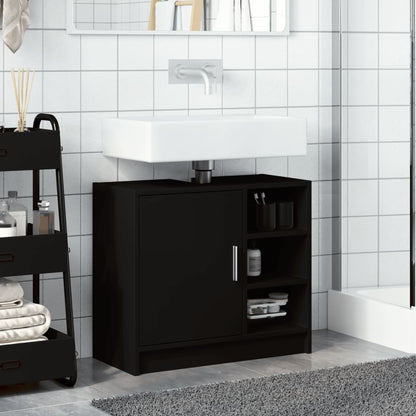 Sink Cabinet Black 63x29x55 cm Engineered Wood