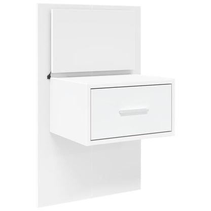 Wall-mounted Bedside Cabinet with LED Lights White