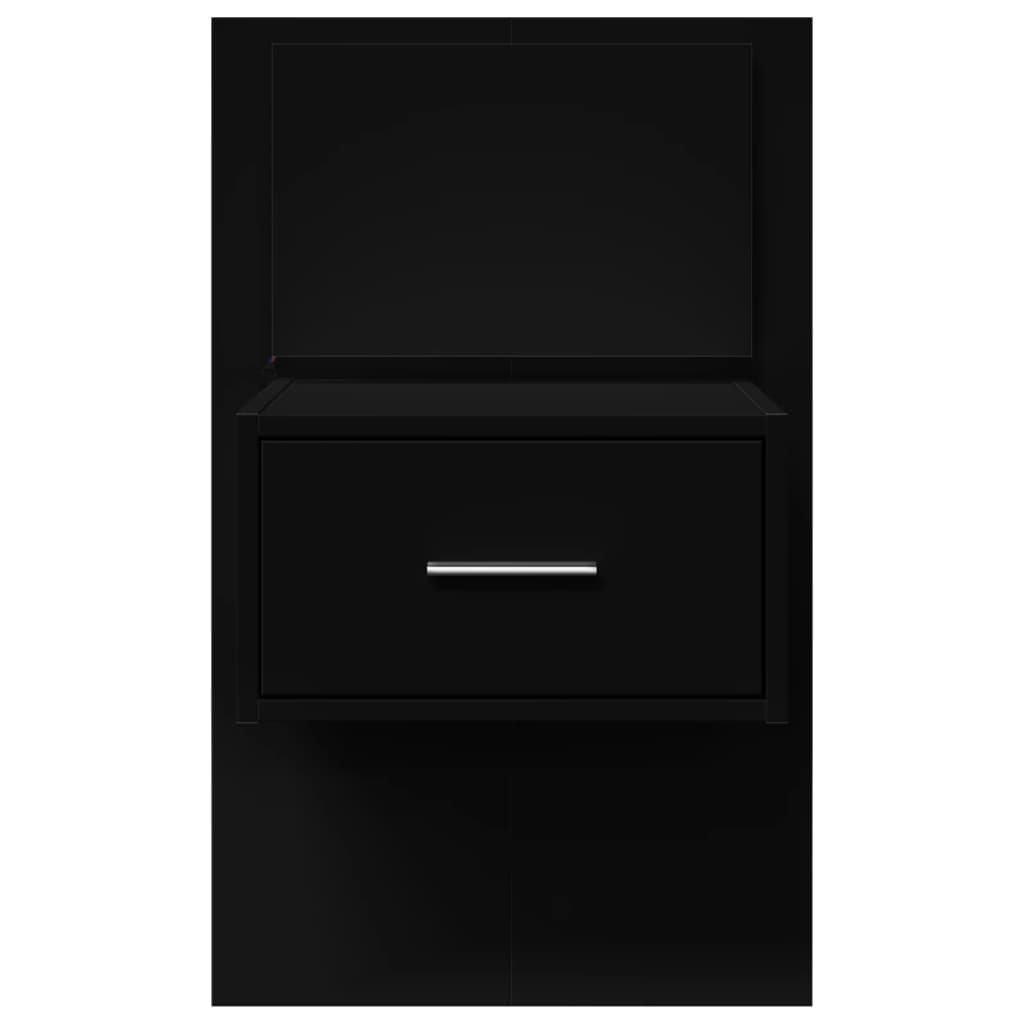 Wall-mounted Bedside Cabinets with LED Lights 2 pcs Black