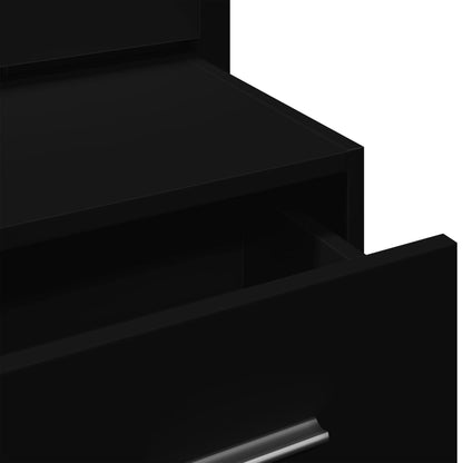 Wall-mounted Bedside Cabinets with LED Lights 2 pcs Black