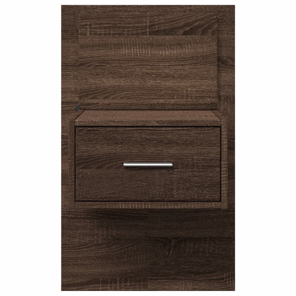 Wall-mounted Bedside Cabinets with LED Lights 2 pcs Brown Oak