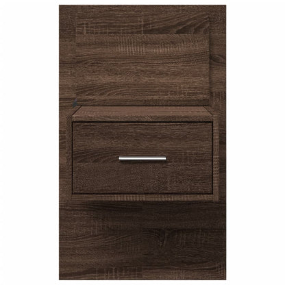 Wall-mounted Bedside Cabinets with LED Lights 2 pcs Brown Oak