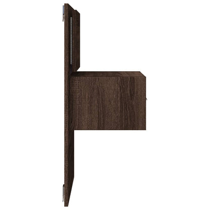 Wall-mounted Bedside Cabinets with LED Lights 2 pcs Brown Oak