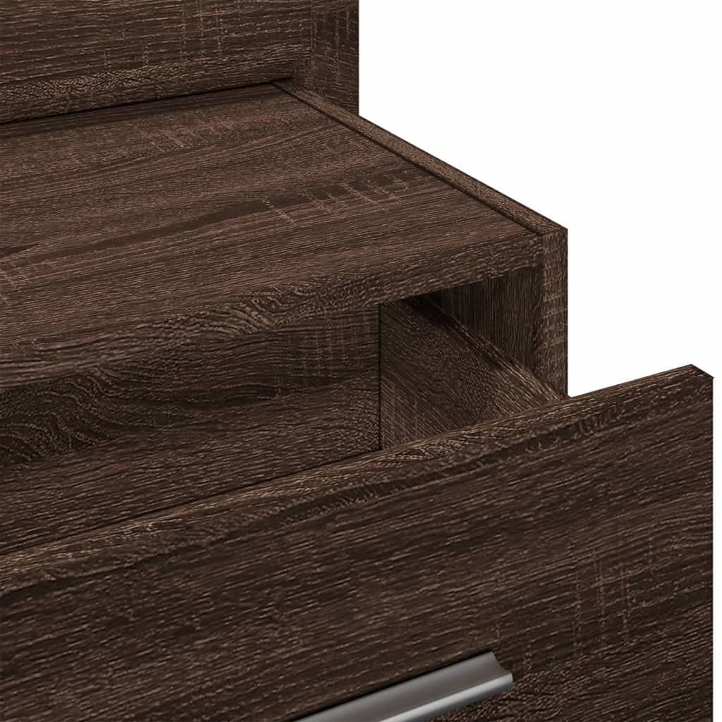 Wall-mounted Bedside Cabinets with LED Lights 2 pcs Brown Oak