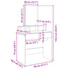 Dressing Table with Mirror Grey Sonoma 80x41x144.5 cm