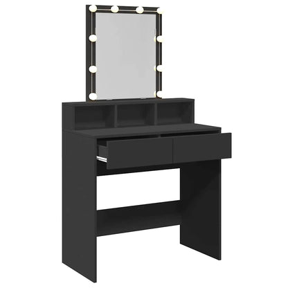 Dressing Table with LED Black 80x41x144.5 cm