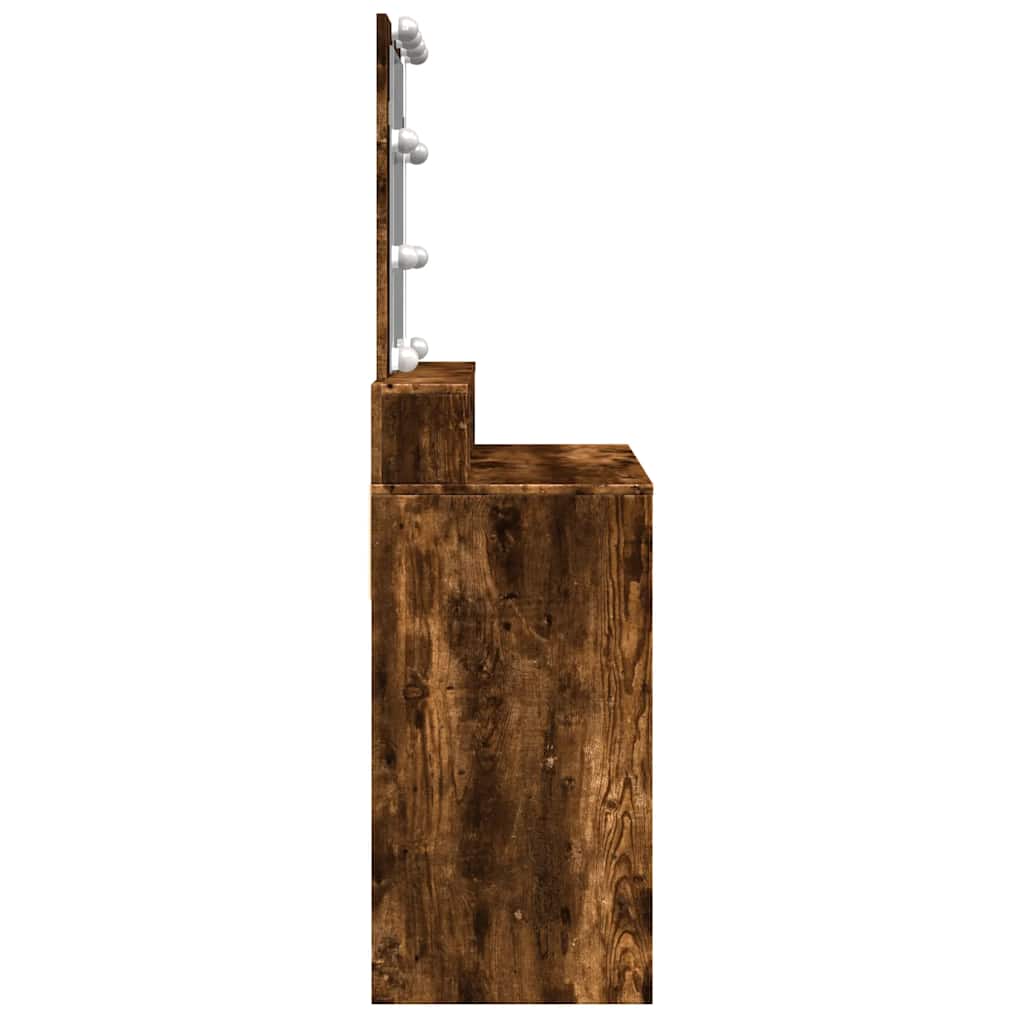 Dressing Table with LED Smoked Oak 80x41x144.5 cm