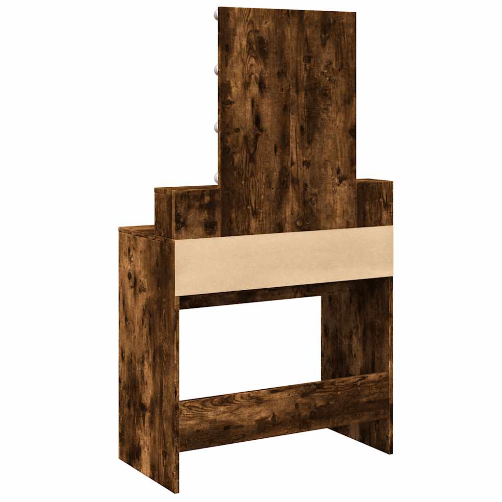 Dressing Table with LED Smoked Oak 80x41x144.5 cm