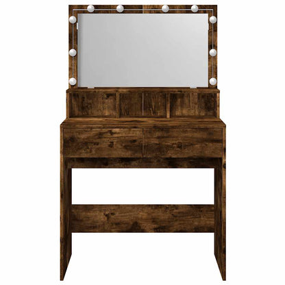 Dressing Table with LED Smoked Oak 80x41x134.5 cm