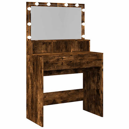 Dressing Table with LED Smoked Oak 80x41x134.5 cm