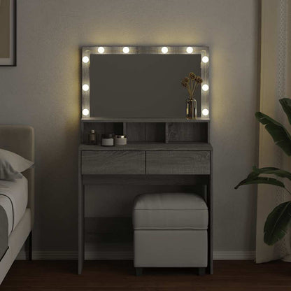 Dressing Table with LED Grey Sonoma 80x41x134.5 cm