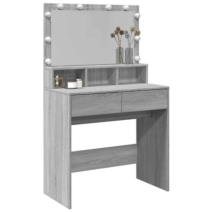 Dressing Table with LED Grey Sonoma 80x41x134.5 cm