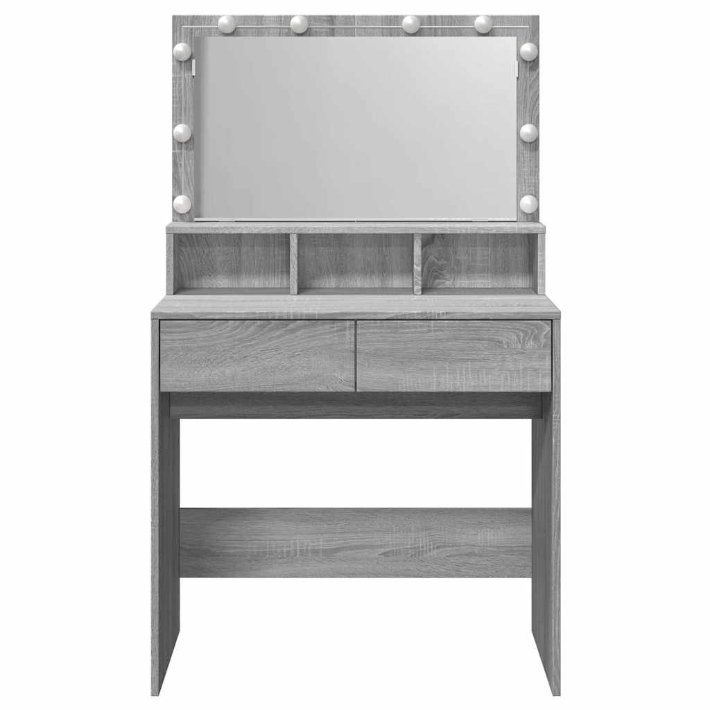 Dressing Table with LED Grey Sonoma 80x41x134.5 cm