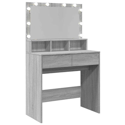 Dressing Table with LED Grey Sonoma 80x41x134.5 cm