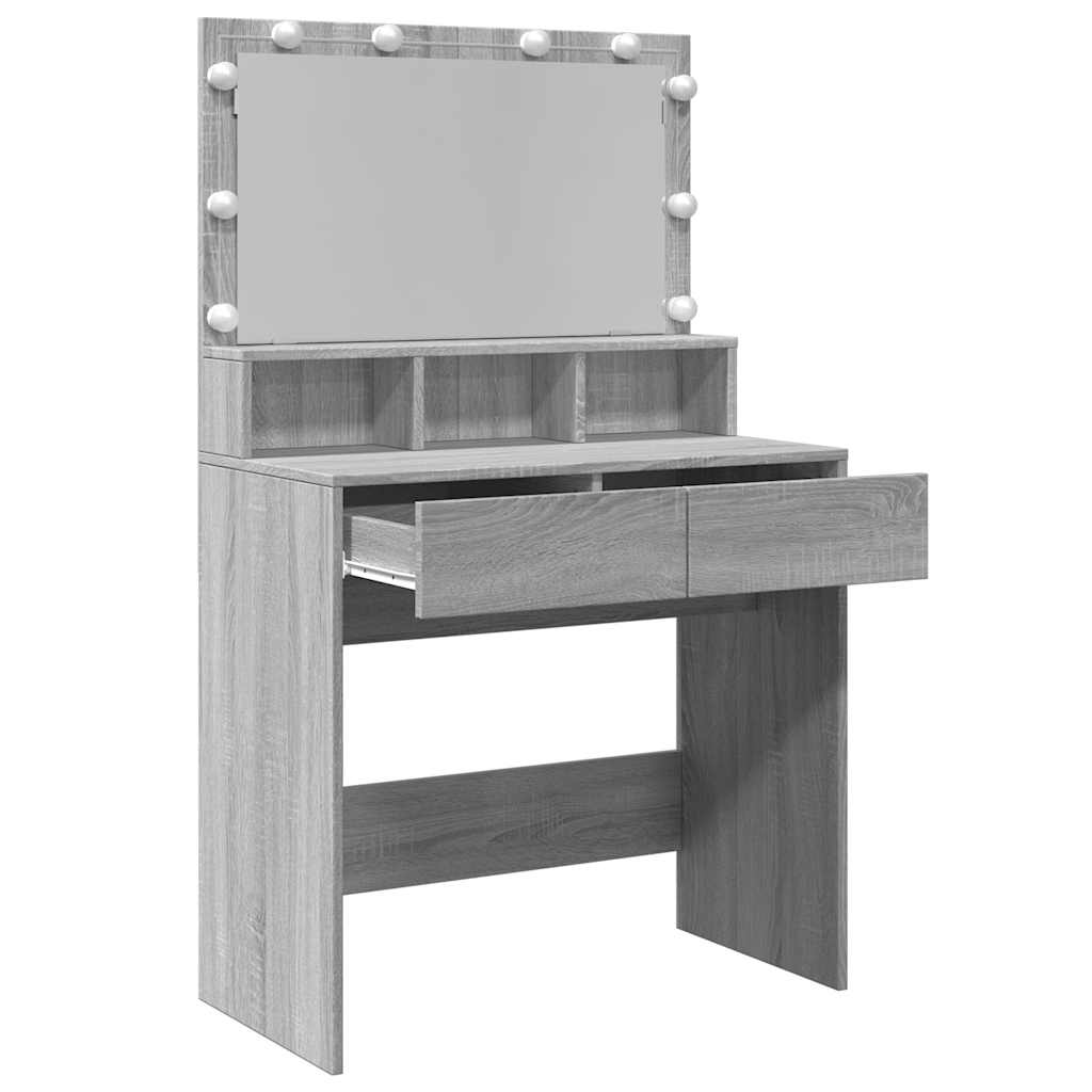 Dressing Table with LED Grey Sonoma 80x41x134.5 cm