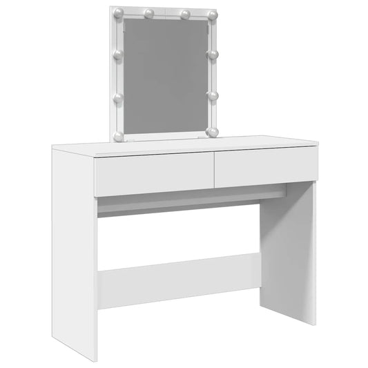 Dressing Table with LED White 100x40x130 cm