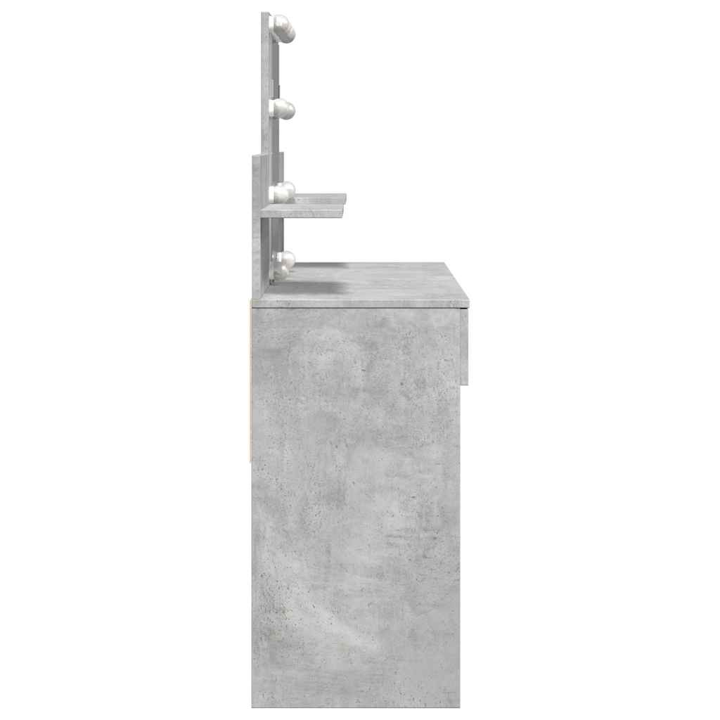 Dressing Table with LED Concrete Grey 100x40x130 cm