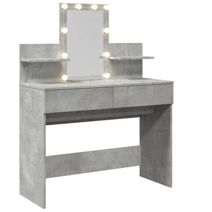 Dressing Table with LED Concrete Grey 100x40x130 cm