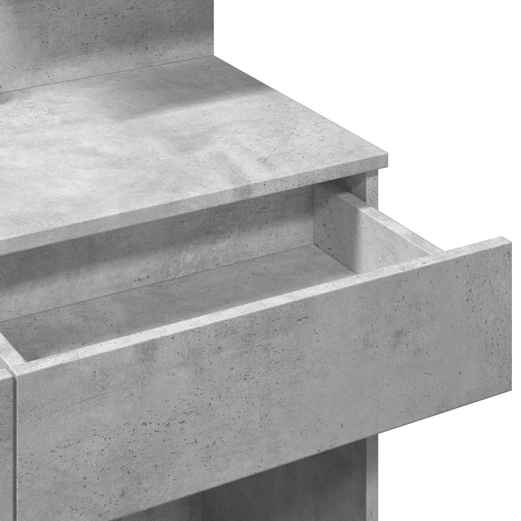 Dressing Table with LED Concrete Grey 100x40x130 cm