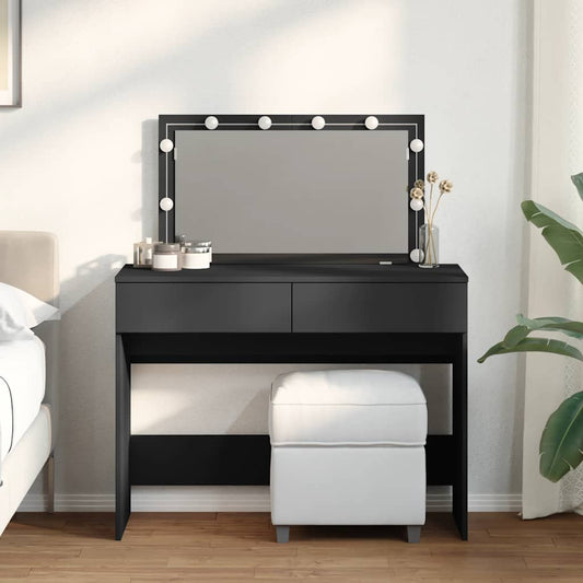 Dressing Table with LED Black 100x40x120 cm