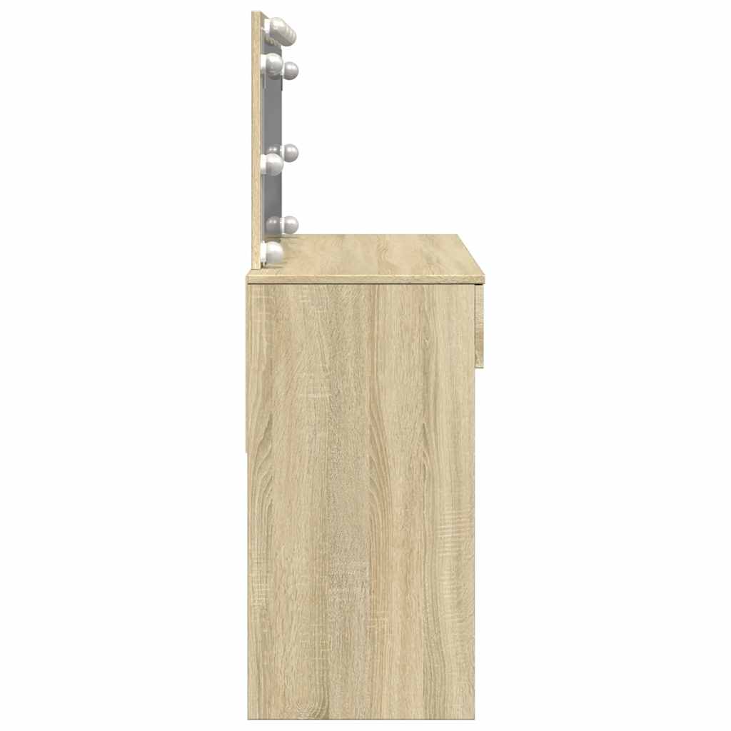 Dressing Table with LED Sonoma Oak 100x40x120 cm