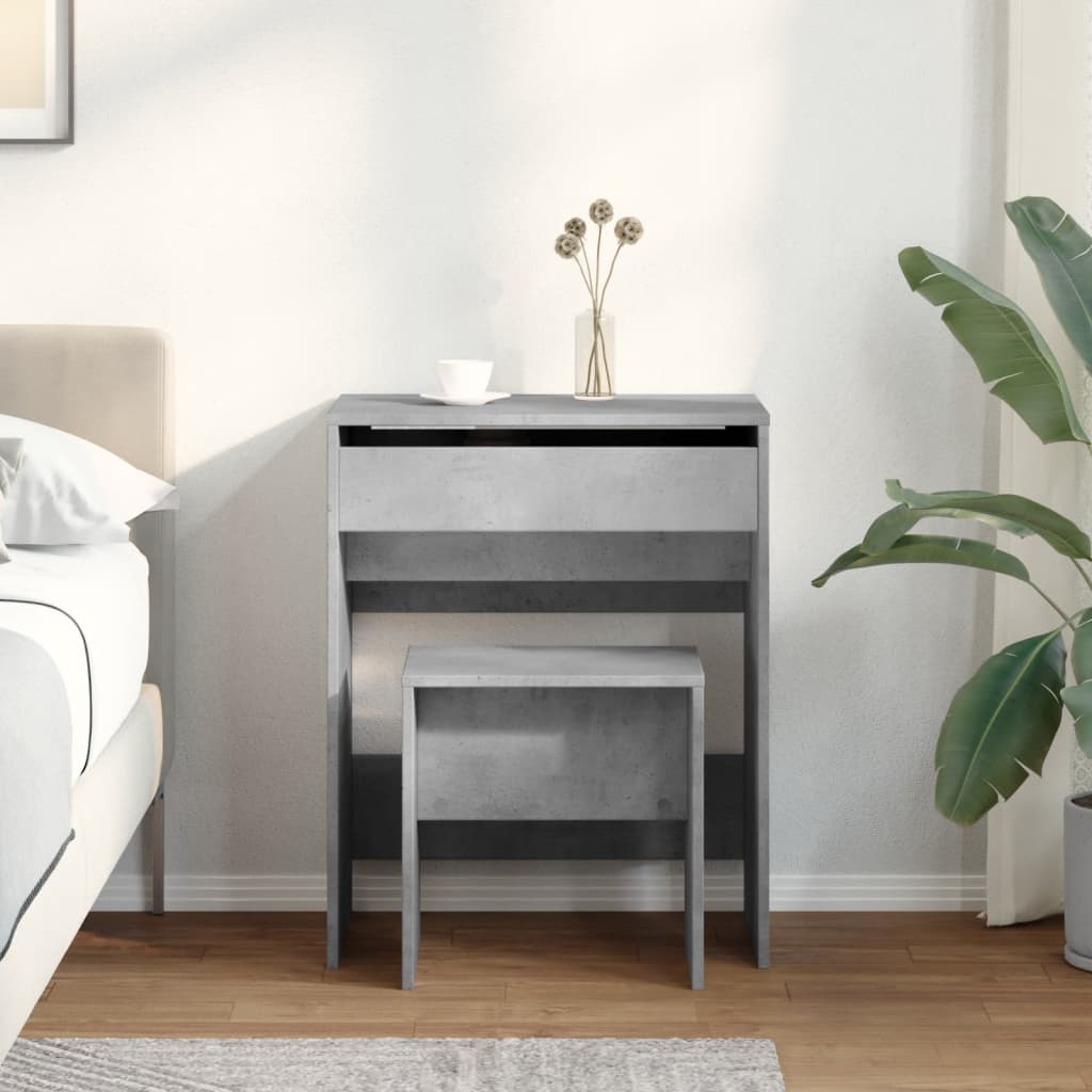 Dressing Table and Stool Concrete Grey 60x40x113.5 cm