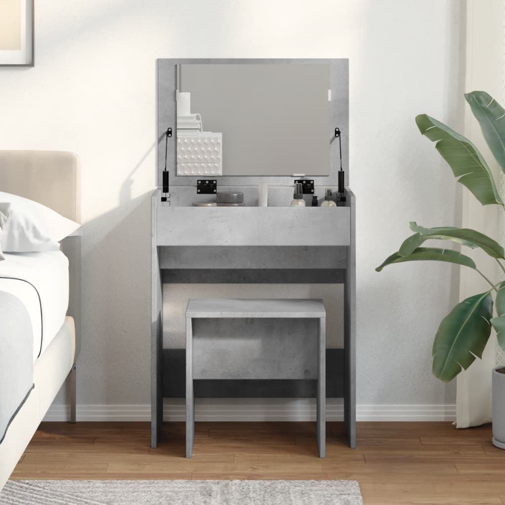 Dressing Table and Stool Concrete Grey 60x40x113.5 cm