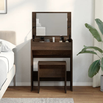 Dressing Table and Stool Brown Oak 60x40x113.5 cm