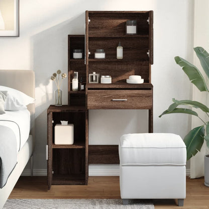 Dressing Table with Cabinet Brown Oak 80x35x132 cm