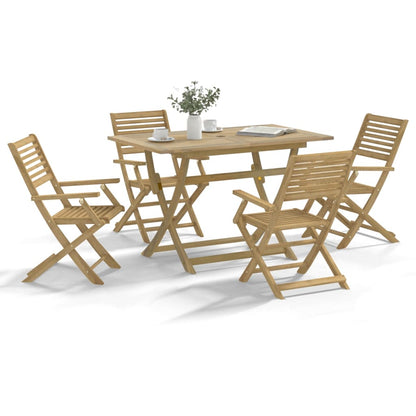 5 Piece Garden Dining Set Solid Wood Acacia