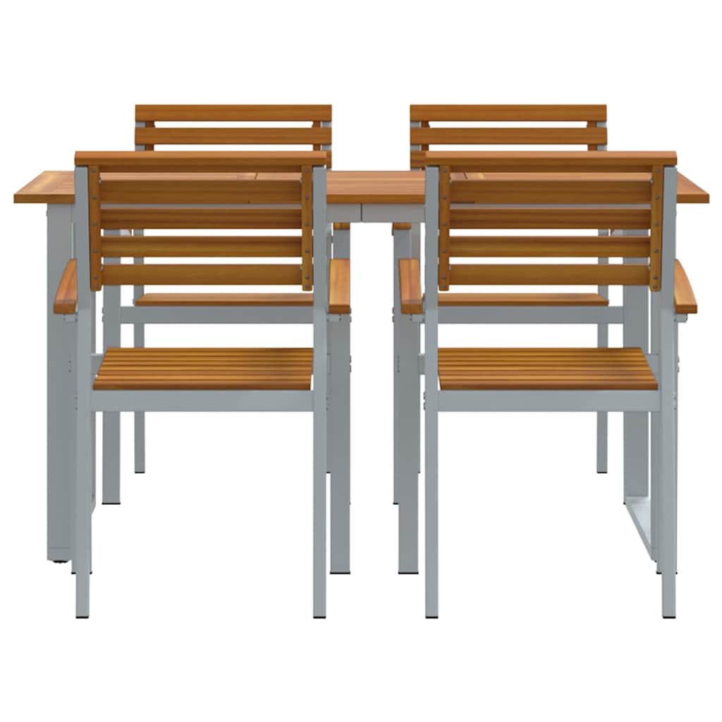 Garden Dining Set 5 pcs Grey Solid Acacia Wood
