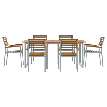Garden Dining Set 7 pcs Grey Solid Acacia Wood