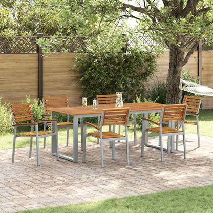 Garden Dining Set 7 pcs Grey Solid Acacia Wood