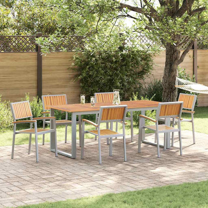Garden Dining Set 7 pcs Grey Solid Acacia Wood