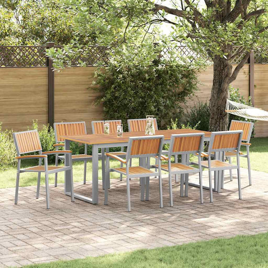 Garden Dining Set 9 pcs Grey Solid Acacia Wood