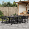 13 Piece Garden Dining Set Black Poly Rattan