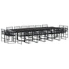 17 Piece Garden Dining Set Black Poly Rattan